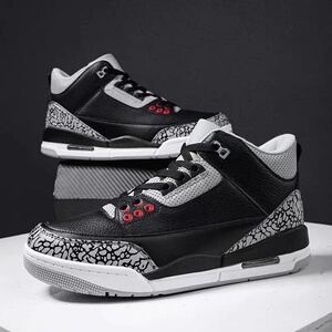 aj3藤原浩男鞋黑水泥高帮鞋北卡蓝运动休闲女火焰红莆田正版板鞋