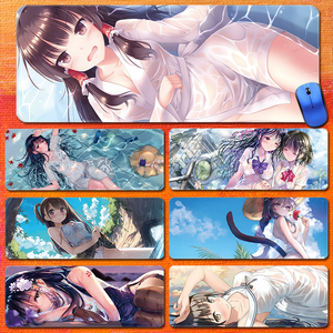 衣服湿透鼠标垫超大号动漫美女二次元少女禁欲系男生电脑键盘桌垫
