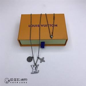 lv/路易威登 initiales花卉吊坠项链 男女同款气质做旧锁骨链颈链