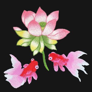 荷花布贴刺绣古风贴布绣衣服鱼绣花图案贴布补丁莲花y中式绣花贴