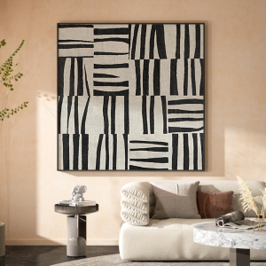 客厅沙发背景墙装饰画创意艺术黑白方空间感方形现代轻奢挂画