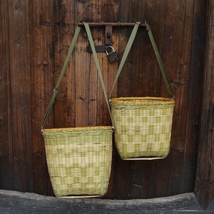 采摘茶叶的篮子纯手工茶农专用竹编箩筐背篓大号单肩斜挎采茶篓筐