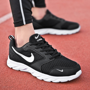 新款耐克特价男鞋透气运动鞋防臭网面纯色跑步百搭休闲灰色旅游鞋