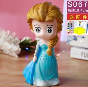 爱莎公主存钱罐摆娃冰雪奇缘搪胶陶瓷白工石膏s娃娃娃摊手胚涂色