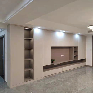 全铝合金家具全屋定制整墙客厅简约现代格栅电视柜广州厂家直销