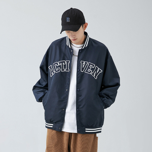 美式复古刺绣教练夹克男秋季休闲宽松百搭学生日系潮牌棒球服外套