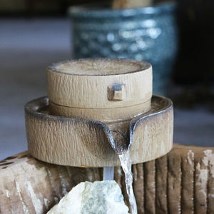 迁山陶瓷石磨喷泉流水摆件水磨石槽搭配庭院风水轮招财水景装饰品