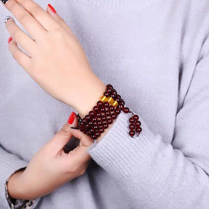 包邮九矿珠宝 天然原矿琥珀蜜蜡血珀多圈手串佛珠项链酒红血珀手