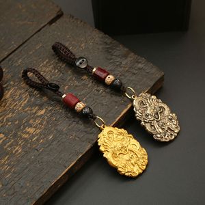 黄铜龙牌吊坠手把件十二生肖实心精致摆件复古手工精美个性龙饰品