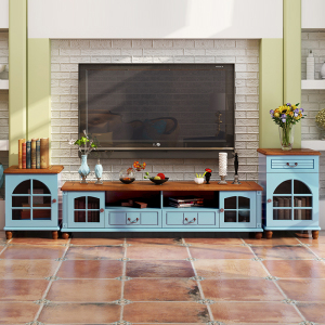 500人付款淘宝美式乡村做旧电视柜地中海风格地柜客厅简约复古矮柜