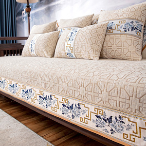 新中式实木沙发垫红木沙发坐垫防滑四季通用垫子沙发盖布套罩定制
