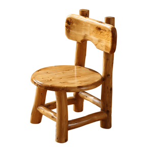 纯实木学a习椅简约餐桌椅柏木椅子木原木靠背圆椅凳子 质儿童椅子