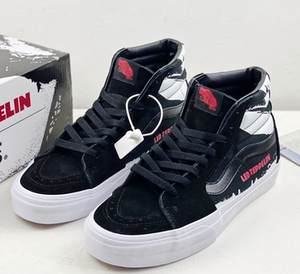 万斯官网旗舰店 50周年 or乐队联名sk8-hi黑白色 高帮男女板鞋