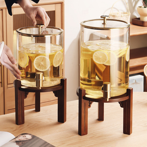 带龙头冷水壶家用耐高温玻璃凉水壶茶壶果汁饮料桶水桶茶桶奶茶桶
