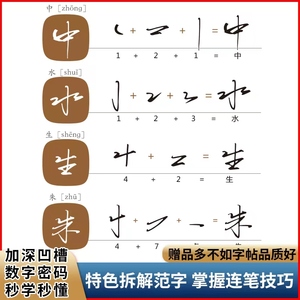 行书字帖成人速成硬笔凹槽练字帖数字符号化笔画教学高效练字本