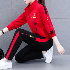 乔丹运动套装女装休闲时尚运动服立领卫衣两件套春秋洋气2023新款