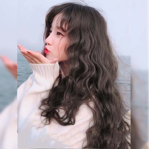 网红假发女长卷发中分无刘海羊毛卷水波纹宋雨琦同款泡面头头套式