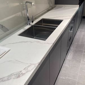 岩板台面定制厨房橱人造石岛台纯色石英石灶台仿天板然大柜理石材