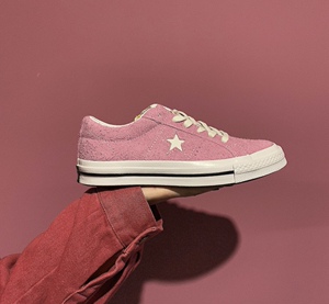 one star/匡威翻毛皮麂皮粉色一星低帮男女鞋帆布鞋滑板鞋159492c