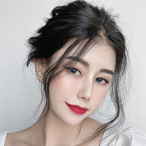 龙须刘海假发片女夏季自然前额两侧修脸全真人发八字龙须中分微卷