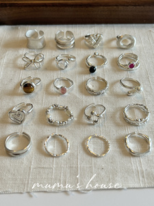 木木部屋 戒指合集小众设计925银珍珠 天然石开口圈 简约 银戒指