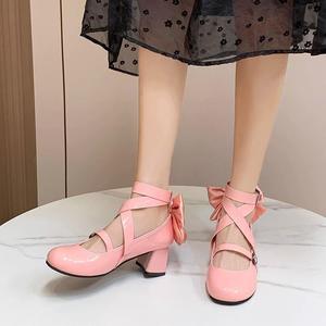 粉色高跟鞋子原创正版洛丽塔Lolita可爱粗跟软妹小皮鞋lo正品学生