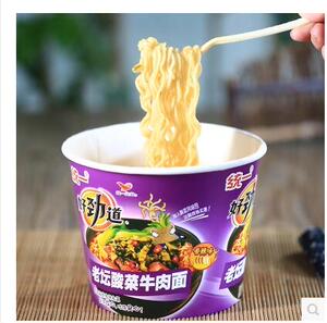zm统一好劲道桶面方便面 12桶一箱包邮泡面 老坛酸菜牛肉面白