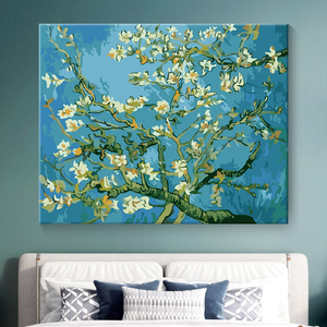 数字油画diy高级定制手工填色手绘丙烯水彩艺术感装饰画杏花梵高