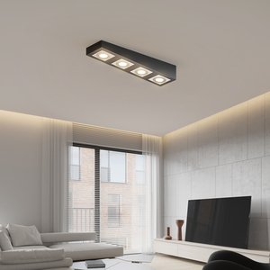 无主灯客厅斗胆灯明装铜灯卧室房间吸顶玄关盒子格栅灯极简射灯