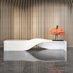 异形烤漆现代白色时尚美容院前台公司迎宾台接待台创意培训服务台