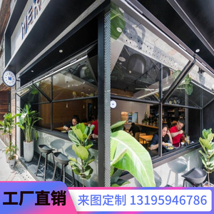 002人付款天猫厂家定制新款提升窗上下推拉窗折叠玻璃窗上推窗奶茶店