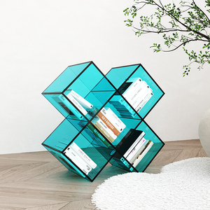 亚克力杂志收纳架子轻奢创意x型书架家用客厅边几落地储物展示柜