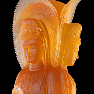 古法琉璃三面观音佛像居家供奉三亚南海i观音菩萨佛像家用供佛摆