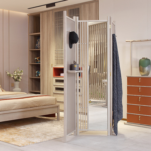 仁豪家居 新品现代时尚新中式 白腊实木配皮 创意屏风挂衣架