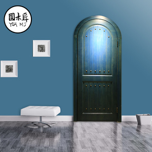 圆木匠拱形门纯实木门全木门 原木房间门室内卧室门烤漆套门定制