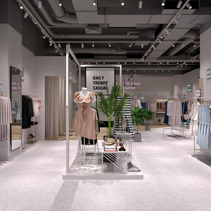 店铺装修设计实体店奶茶店女装服装门店商场烘焙烧烤店设计效果图