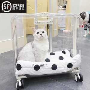 猫包拉杆箱透明狗狗太空舱宠物外出便携行李箱猫咪推车大号航空箱