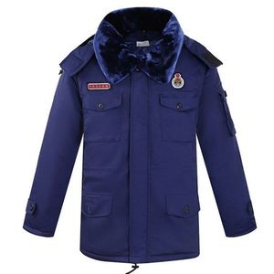 消防大衣干部新式备勤冬季作训中长防风寒内胆可卸火焰蓝加厚作训