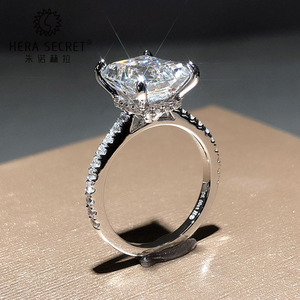 祖母绿形切割钻戒3/5克拉v人工钻银镀金合成钻石戒指仿钻戒培育钻