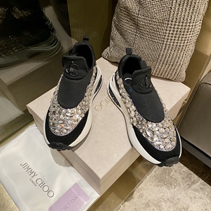 代购jimmy choo/周仰杰老爹鞋 水晶镶钻厚底鞋jc女鞋休闲运动跑鞋