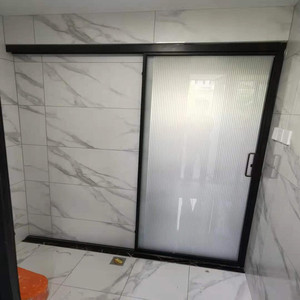 定制黑色窄边卫生间单扇推拉门吊轨厨房钢化玻璃隔断浴室单轨移门