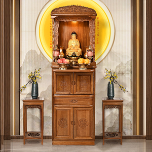 实木香花梨木佛龛新中式立柜家用经济型神台柜现代双层储物柜佛柜