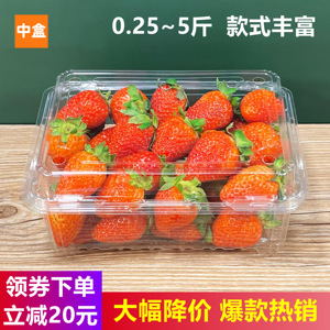 一斤装草莓盒水果包装盒 一次性水果盒子透明塑料500克带盖打包盒