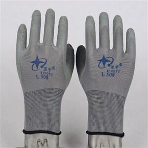 新品星胶l5g18乳宇劳纹手套耐磨防滑皱保工作防护建筑工地钢筋木