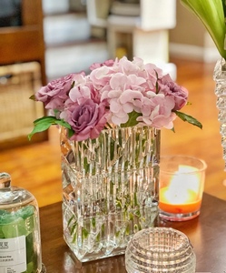 顺丰包邮巴卡拉水晶玻璃花瓶同款方形插花简约轻奢家居摆件烛台