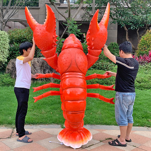 迎宾落地龙虾摆件雕塑玻璃钢纯手工模型装饰品自助海鲜店门口美陈