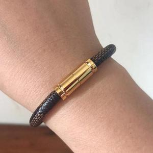 lv5&vv20皮绳手链男女手绳潮百搭串红黑绳镯子男老花情侣老花手镯