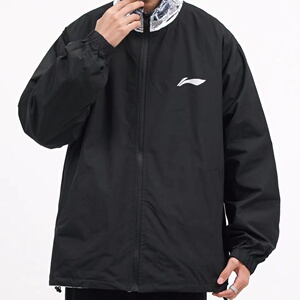 中国李宁春秋双面穿联名人民日报新媒体满印宽松男女情侣夹克外套