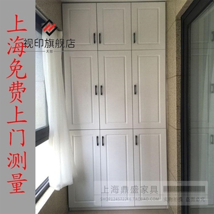 上海工厂定制阳台柜橱柜实木收纳储物柜欧式模压门定做矮柜包梁柱
