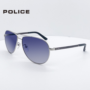POLICE魄力思双梁太阳镜男女款防紫外线防晒细框前卫时尚墨镜123K